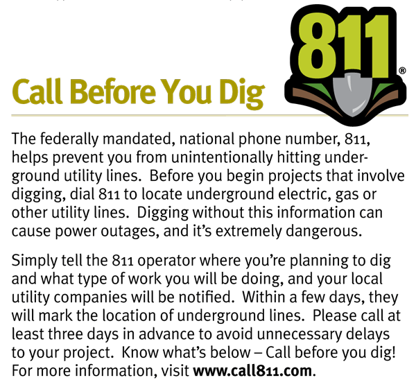 Call 811 Before You Dig! | Neptune Township